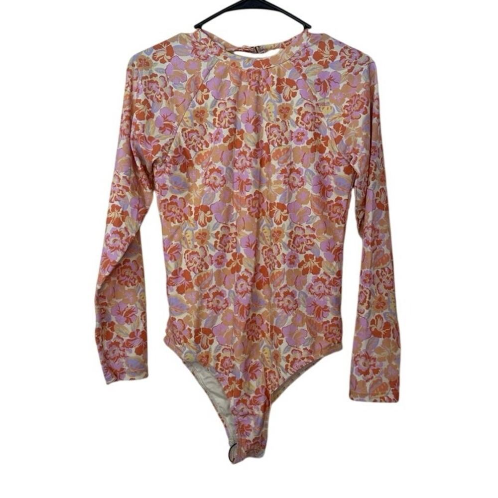 Rusty Surf Women’s One‎ Piece Open Back Paddlesuit Size L Floral Beach Summer